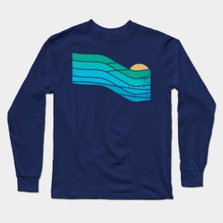 70s Sunset Ocean waves Long Sleeve T-Shirt